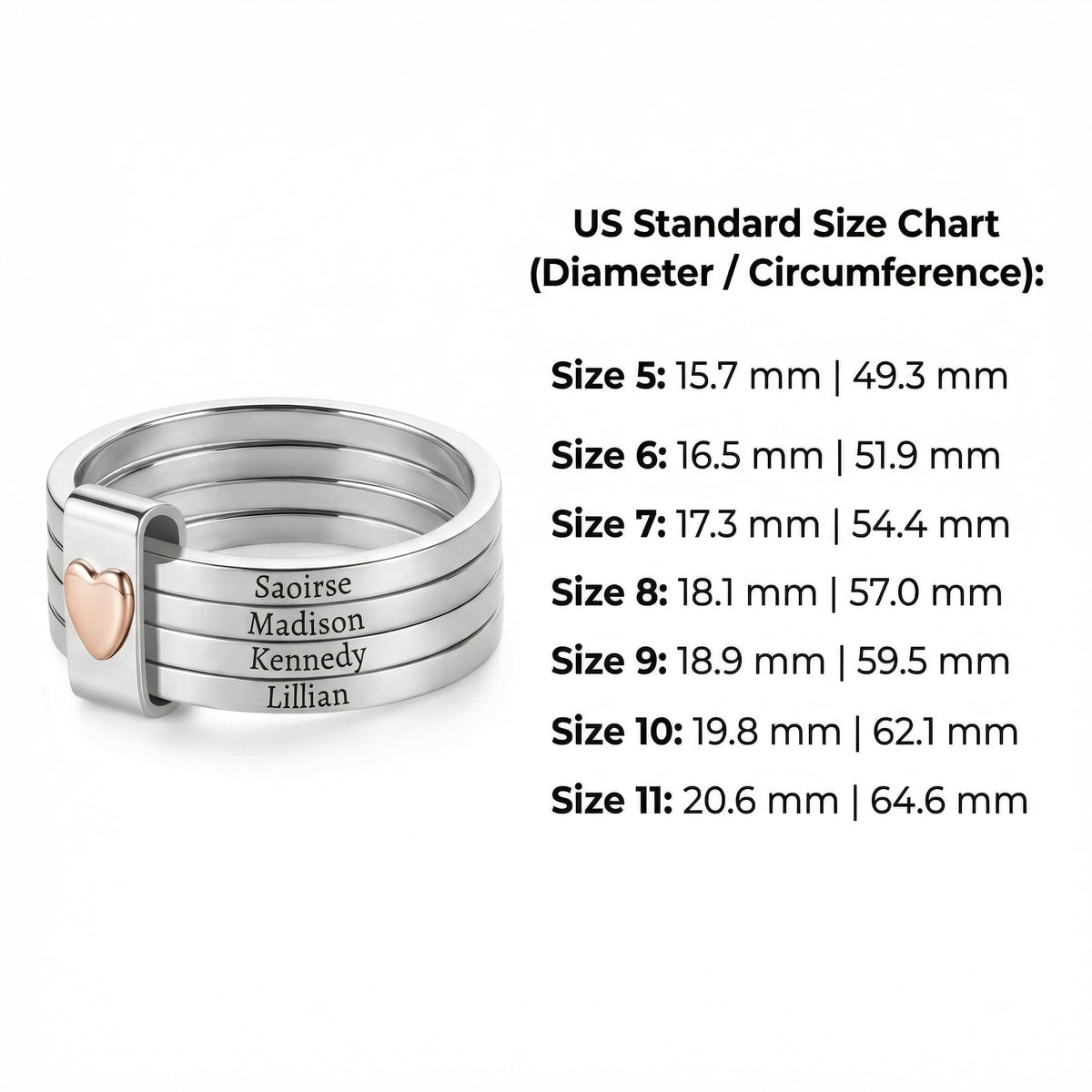 Personalized Name Stacking Rings