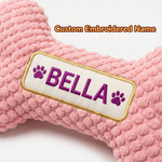 Personalized Dog Bone - Hand-Embroidered Name - Squeaky Toy