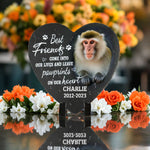 Custom Photo Slate Garden Stake - Personalized Pet Memorial Gifts For Dogs, Cats - Hearts Hold Eternal Memories