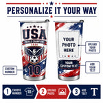 World Cup 2026 Personalized Tumbler – USA Soccer Fan 20oz Stainless Steel Travel Mug