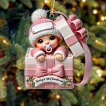 Baby Inside Gift Box 3D Effect Personalized Acrylic Ornament- Gift for Newborn