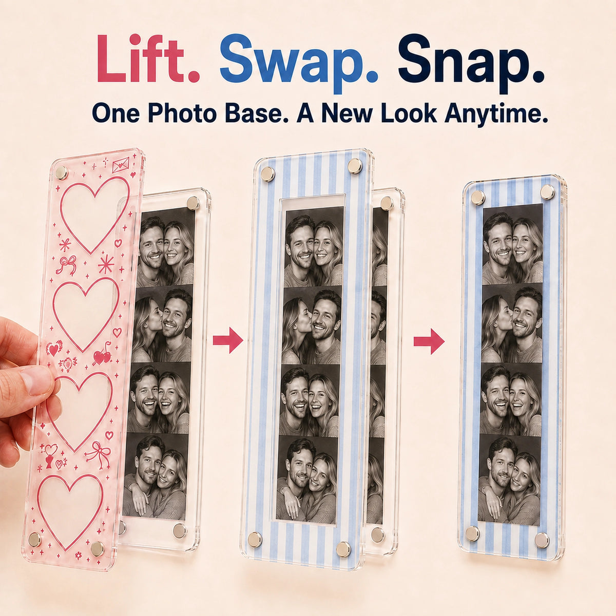 Custom Magnetic Acrylic Photo Magnets with 4 Interchangeable Frames
