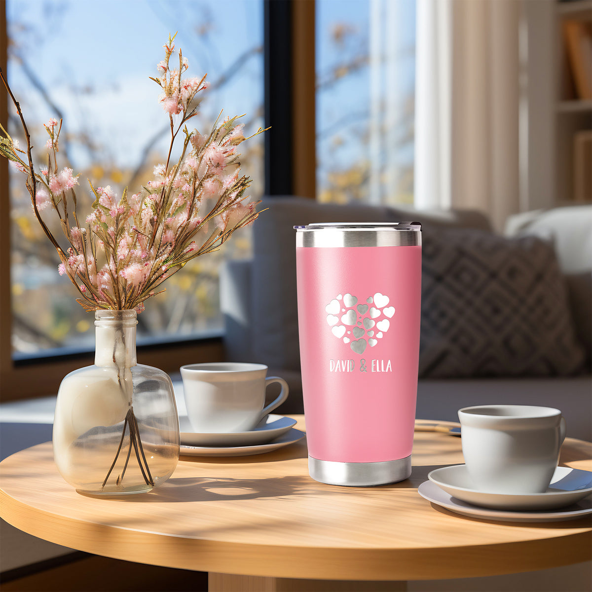 Customized Gift 20 oz Tumbler with Engraved Name, Stainless Steel Custom Tumbler Cup With Lid Straw, Personalized Anniversary Birthday Graduation Back to School Gifts for Women Men Kids