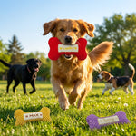 Personalized Dog Bone - Hand-Embroidered Name - Squeaky Toy