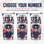 World Cup 2026 Personalized Tumbler – USA Soccer Fan 20oz Stainless Steel Travel Mug