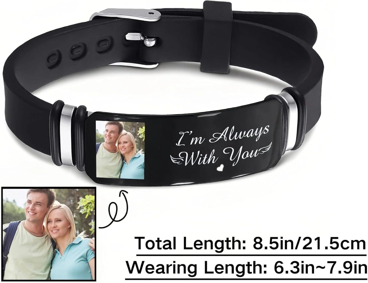 Custom Photo Engraved Black Bracelet – A Unique Keepsake for Your Special One