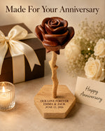 Personalized Wooden Rose Keepsake for Couples
