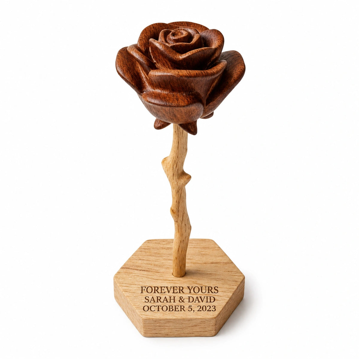 Personalized Wooden Rose Keepsake for Couples