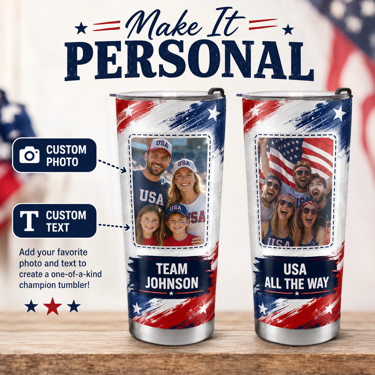 World Cup 2026 Personalized Tumbler – USA Soccer Fan 20oz Stainless Steel Travel Mug