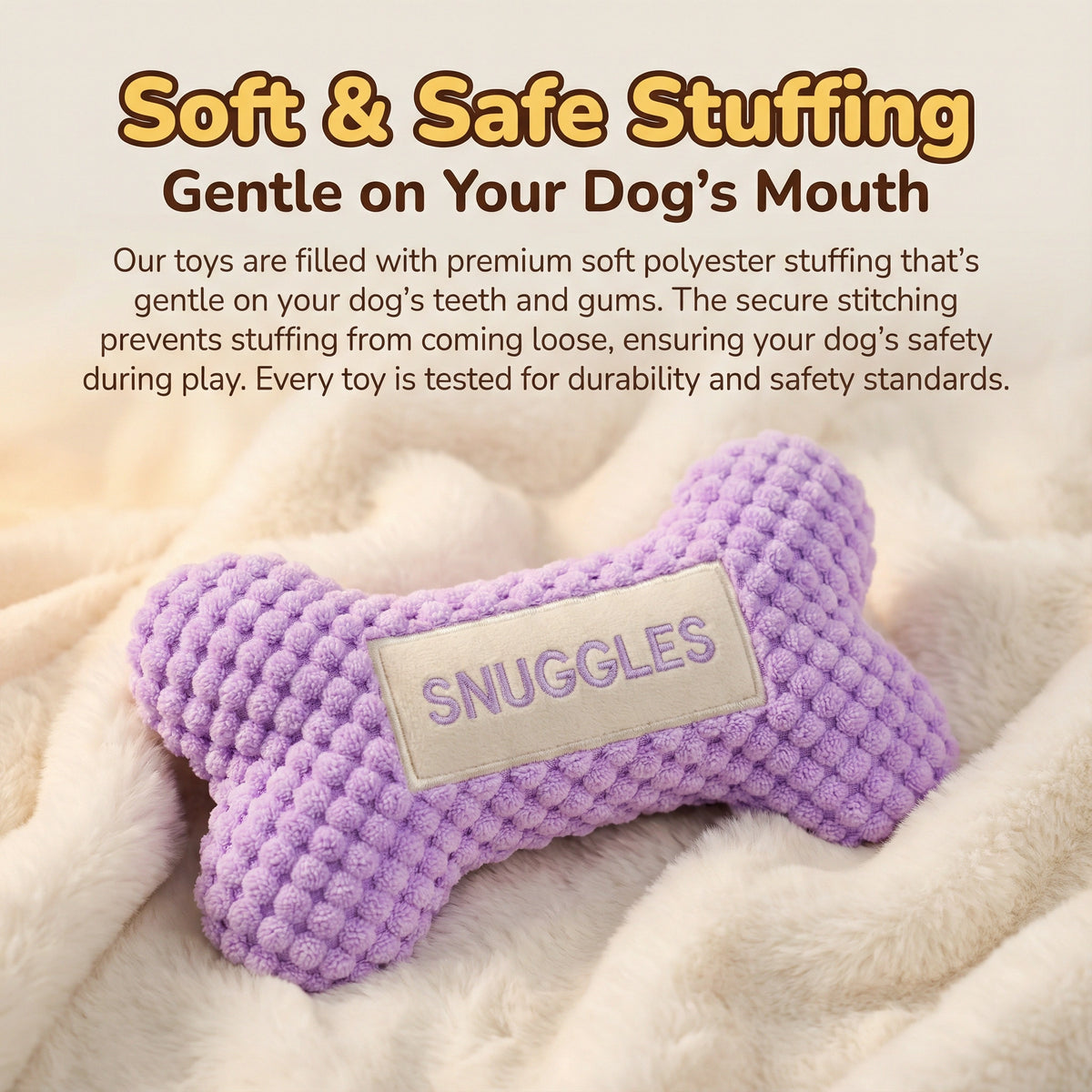 Personalized Dog Bone - Hand-Embroidered Name - Squeaky Toy