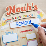 Personalized First Day of School Board, Dry Erase Sign | Custom name, dry erase wood sign, 8 x 10 in, preschool kindergarten photos, 3 markers included