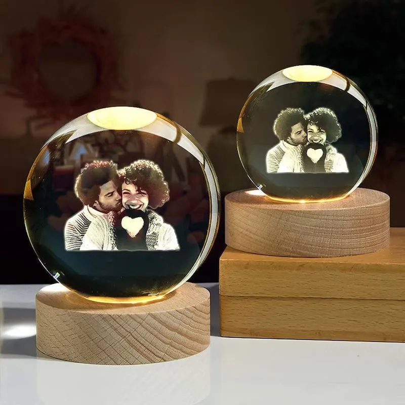 Personalized Photo Crystal Ball With LED Night Light