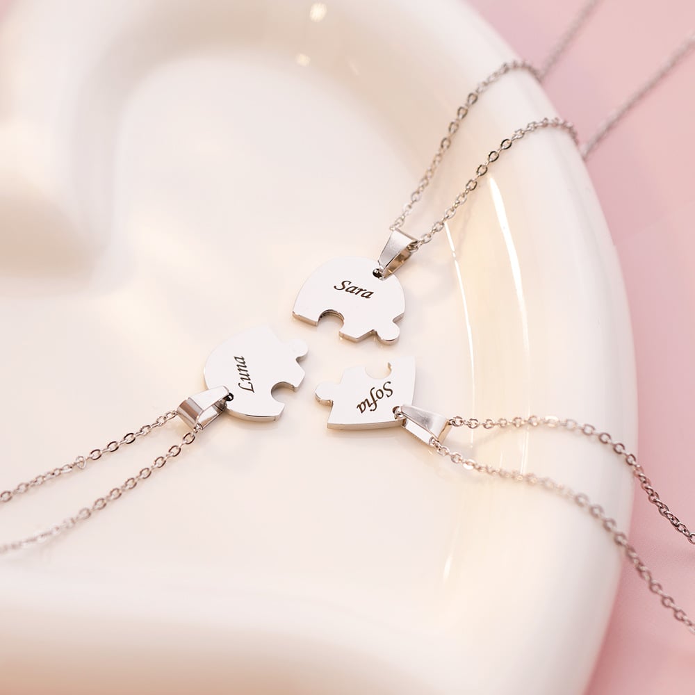 Personalized Puzzle Heart Necklace