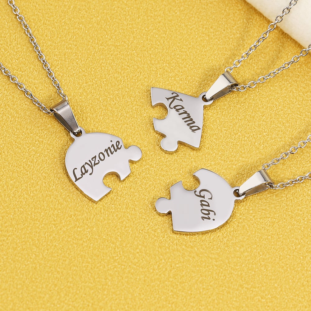 Personalized Puzzle Heart Necklace