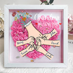 We Love You Mommy Hand Holding - Personalized Flower Shadow Box - Mother's Day