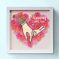 We Love You Mommy Hand Holding - Personalized Flower Shadow Box - Mother's Day