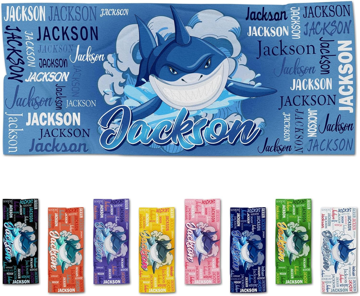 Personalized Kids Beach Towels with Names - 6 Sizes, Cotton/Poly
