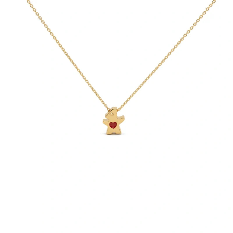 Personalized Bear Family Necklace - 18K Gold Plated Custom Name Pendants