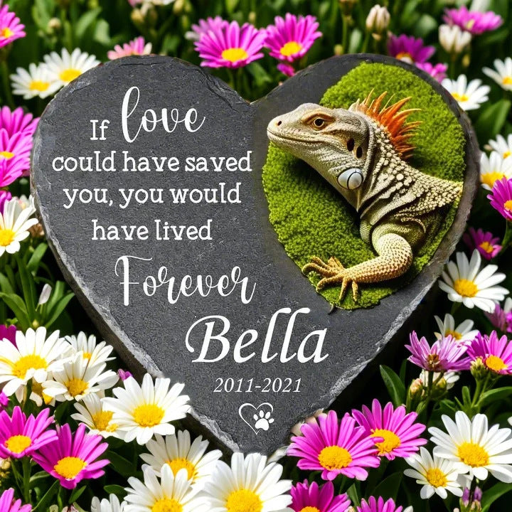 Custom Photo Slate Garden Stake - Personalized Pet Memorial Gifts For Dogs, Cats - Hearts Hold Eternal Memories