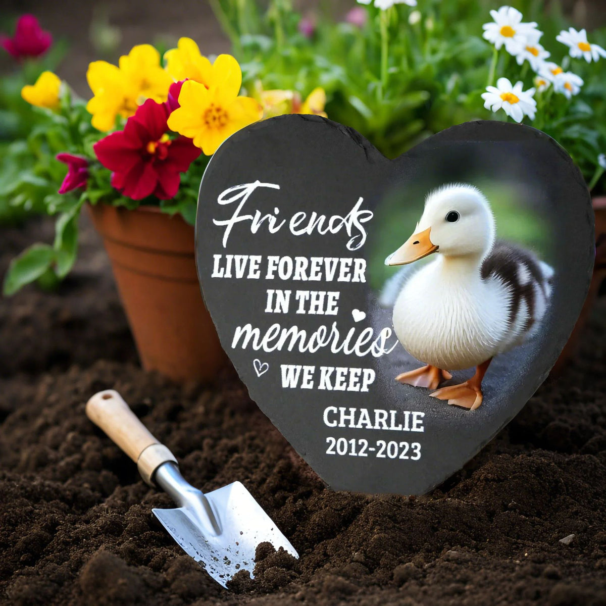 Custom Photo Slate Garden Stake - Personalized Pet Memorial Gifts For Dogs, Cats - Hearts Hold Eternal Memories