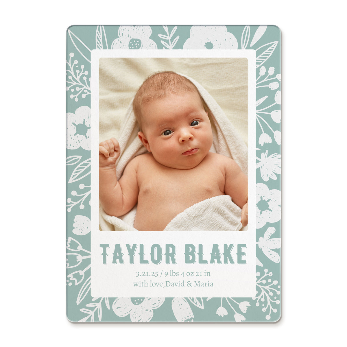 Floral Blooming Miracle Custom Newborn Announcement