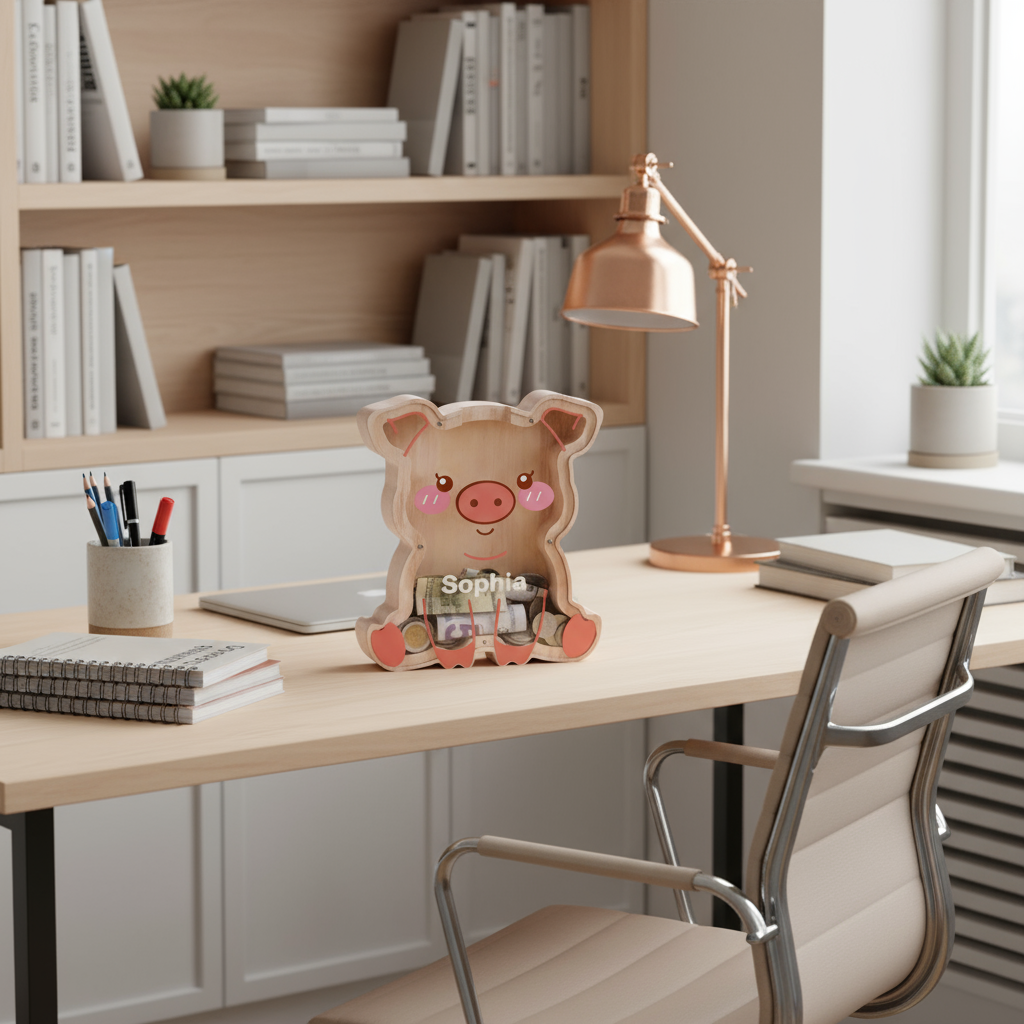 Wooden Piggy Banks for Kids