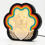 Custom Pet Memorial Night Light – Personalized 3D Printed Dog & Cat Photo Lamp with Rainbow Bridge & Angel Wings – Sympathy Gift for Pet Loss, Warm Bedside Decor, USB Powered (8 x 7.6 Inch)