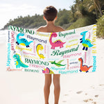 Personalized Kids Beach Towels with Names - 6 Sizes, Cotton/Poly