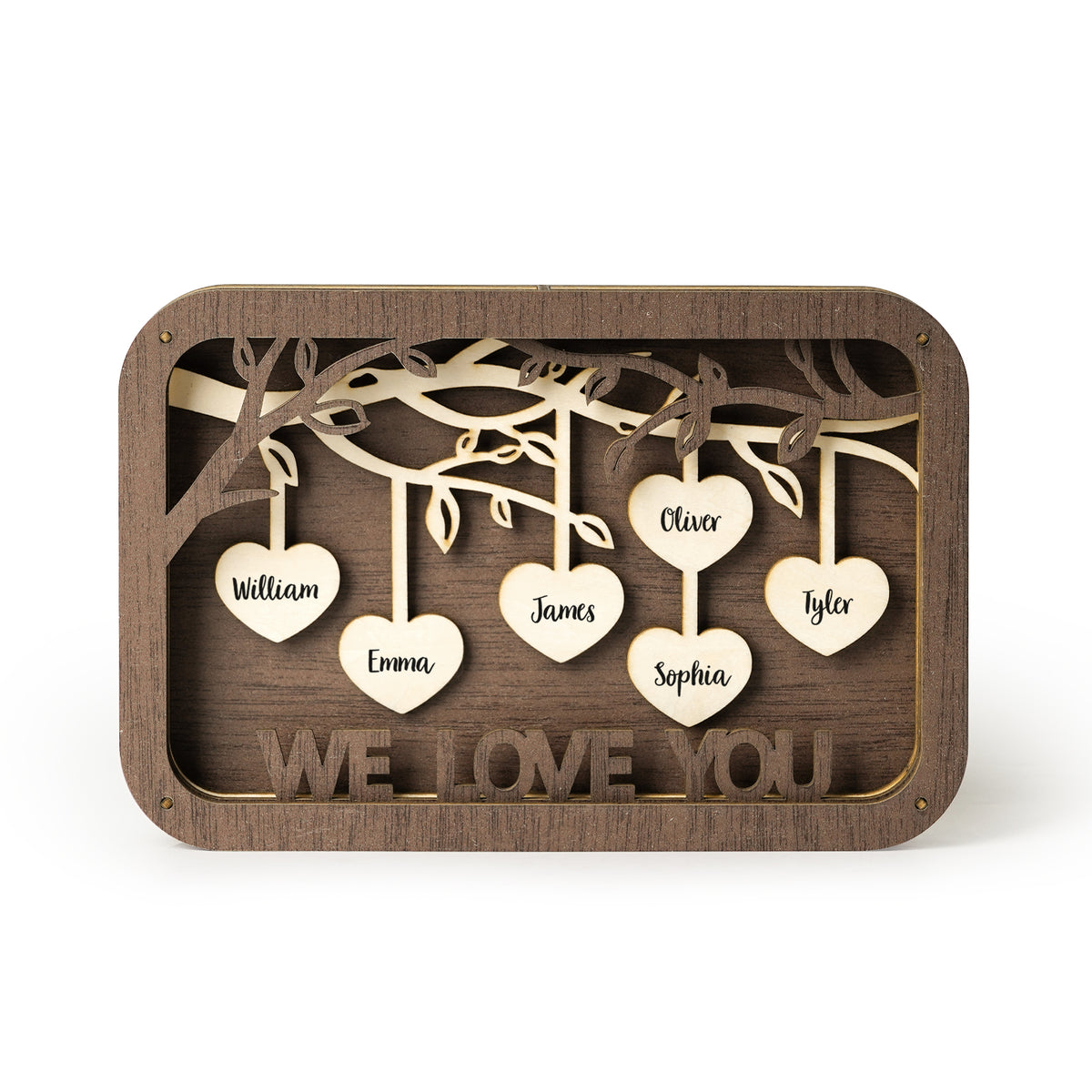 Personalized Family Tree w/Names - 2 Sizes Customized Wood Signs Decor Grandma Gifts, Birthday Gifts for Grandma Mom Grandparent, Custom Family Wooden Desk Table Sign Art Decorations