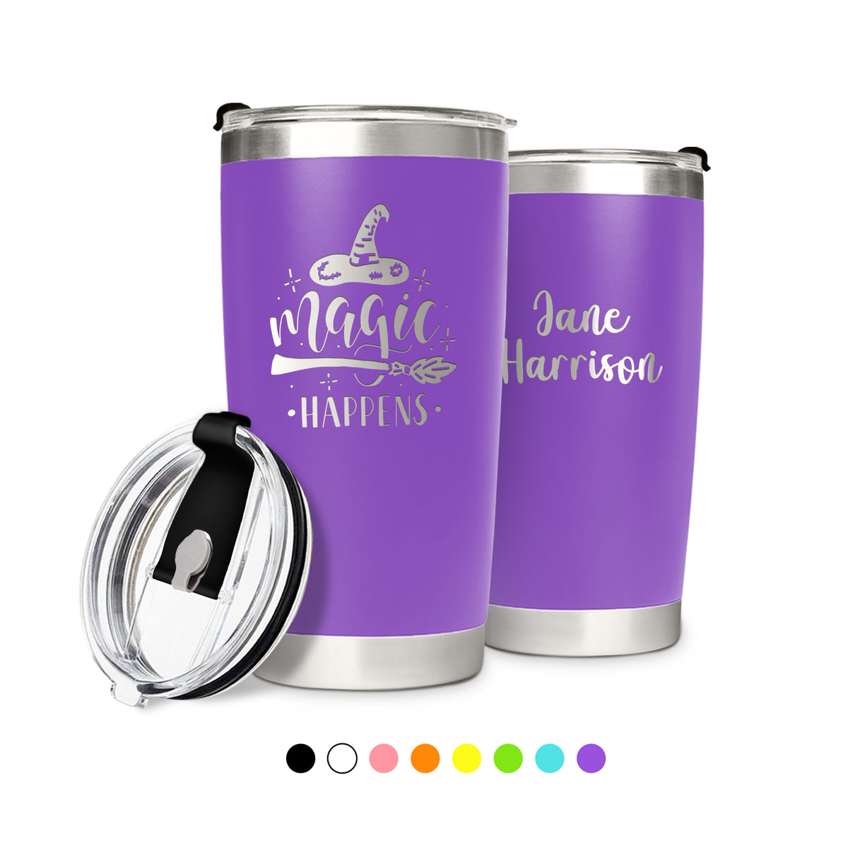 Witch Riding The Broom Personalized Tumbler Halloween Gift