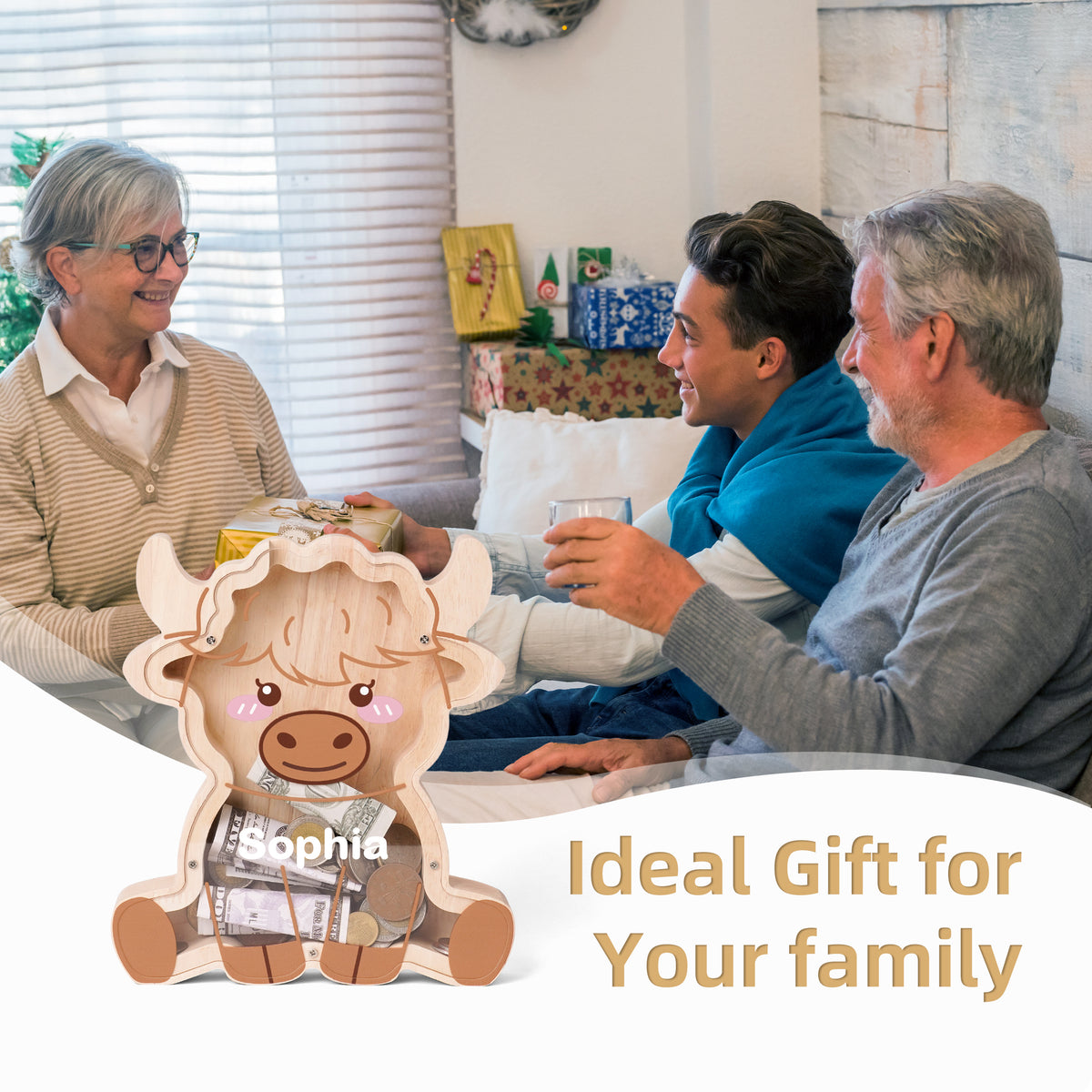 Wooden Cow Piggy Banks for Kids