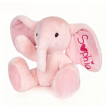 Personalized Elephant Stuffed Animal with Name & Date - Grey/Pink Elephant Toy