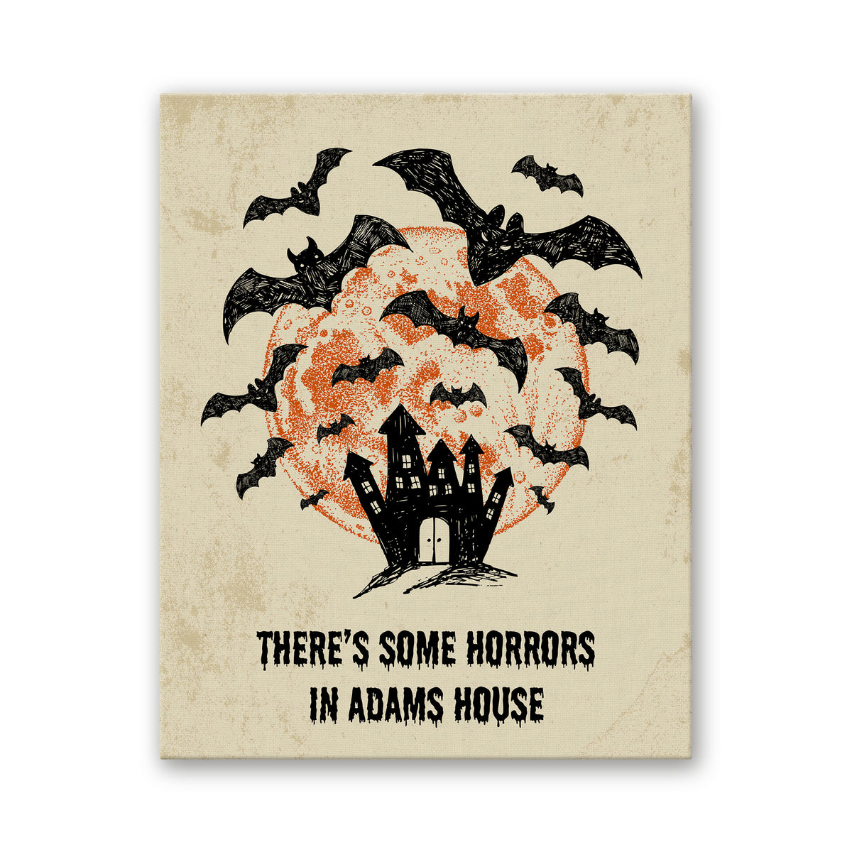 Personalized Halloween Bats Flying Art to Canvas for Wall