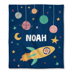 Personalized Space Rocket Baby Blanket Custom Design Baby Name Blanket