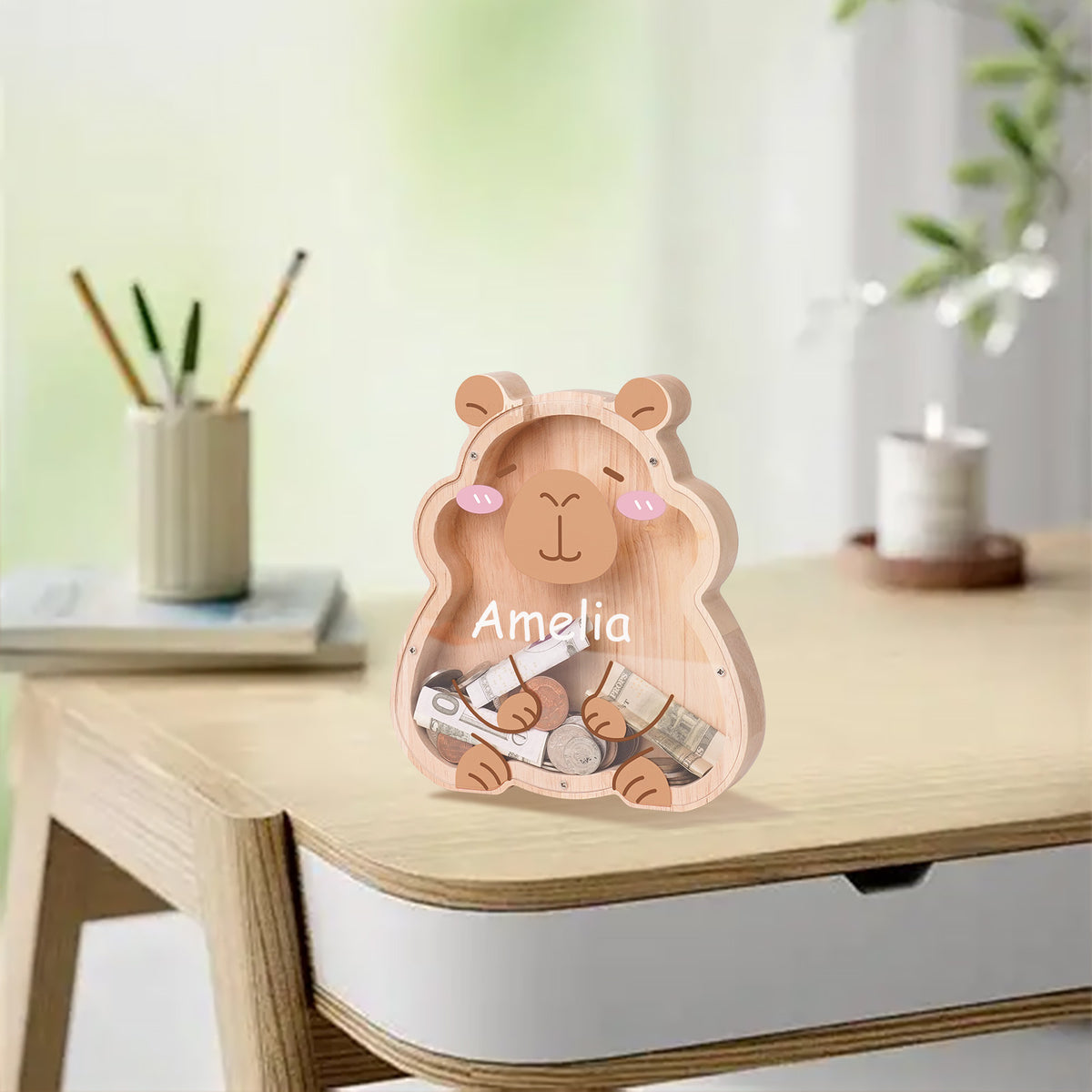 Wooden Capybara Piggy Banks for Kids