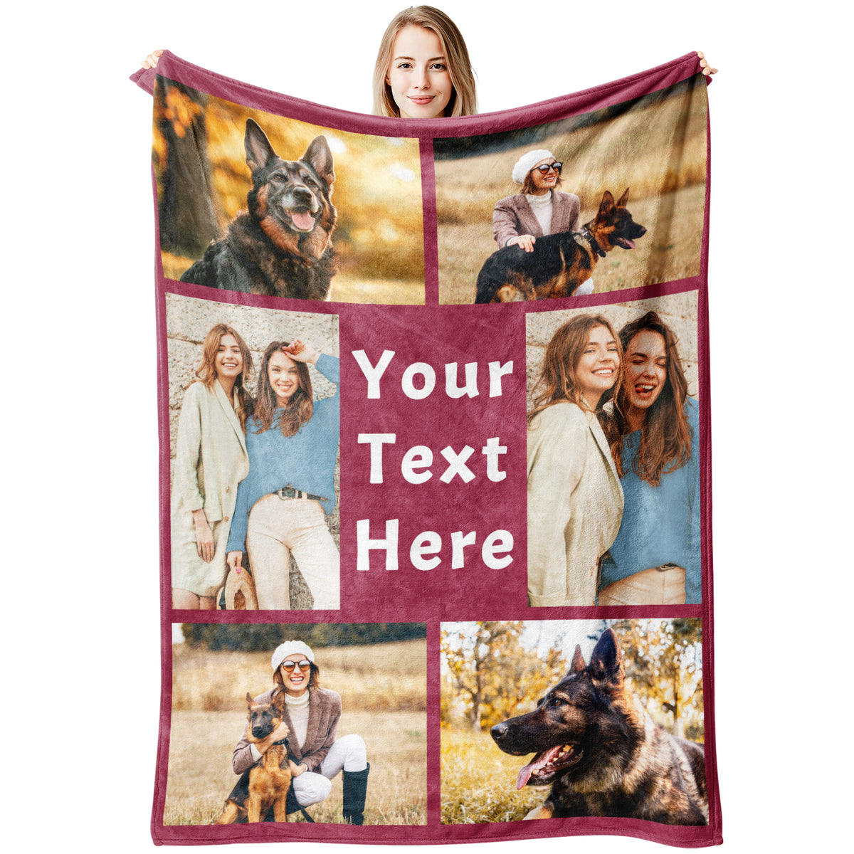 Personalised 6 Family Photos Soft Throw Blanket Gift for Mom Grandma Dad