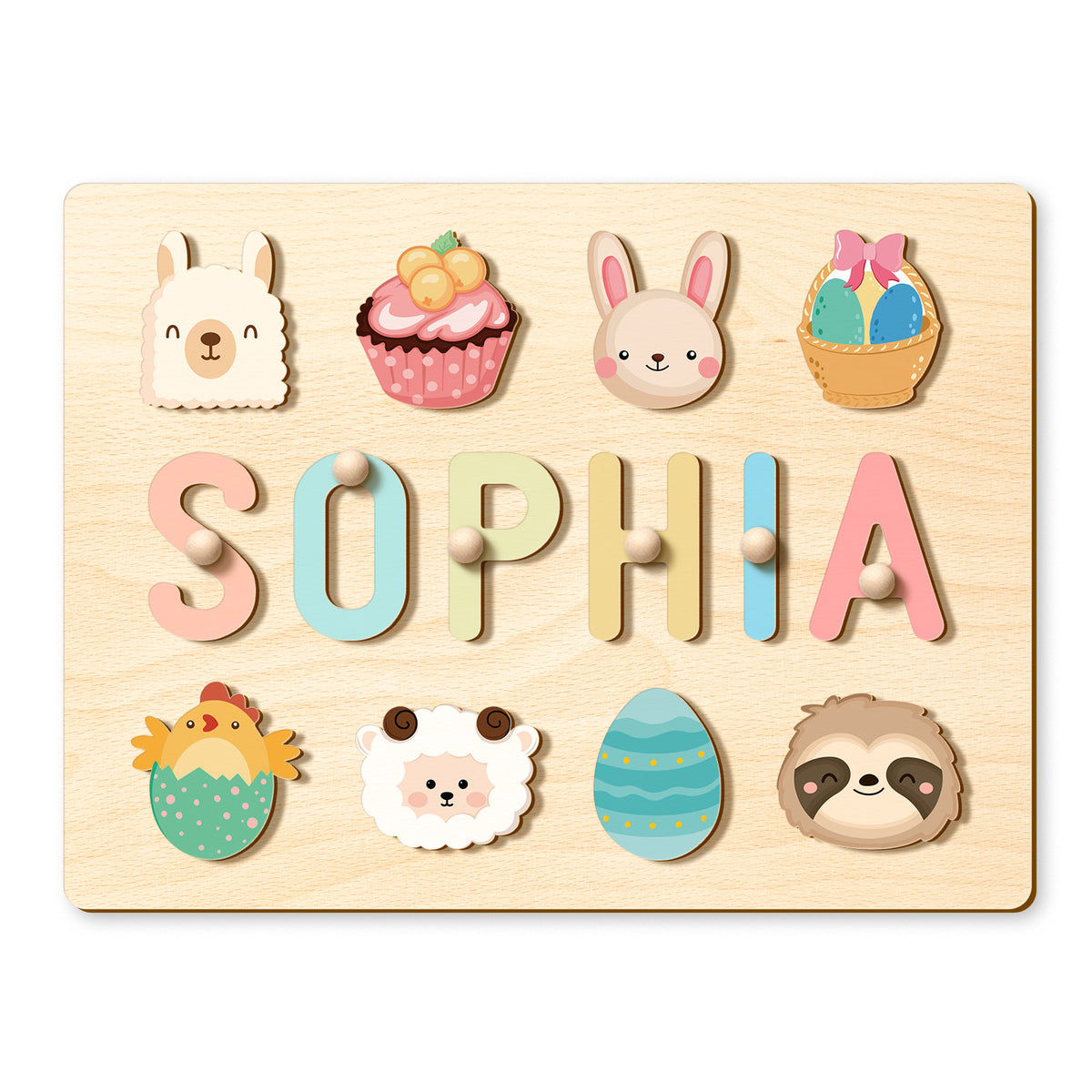 Customizedbee Personalized Name Puzzle,3 line,Wooden Puzzles for Toddlers 1-3, Easter Gifts for Toddlers