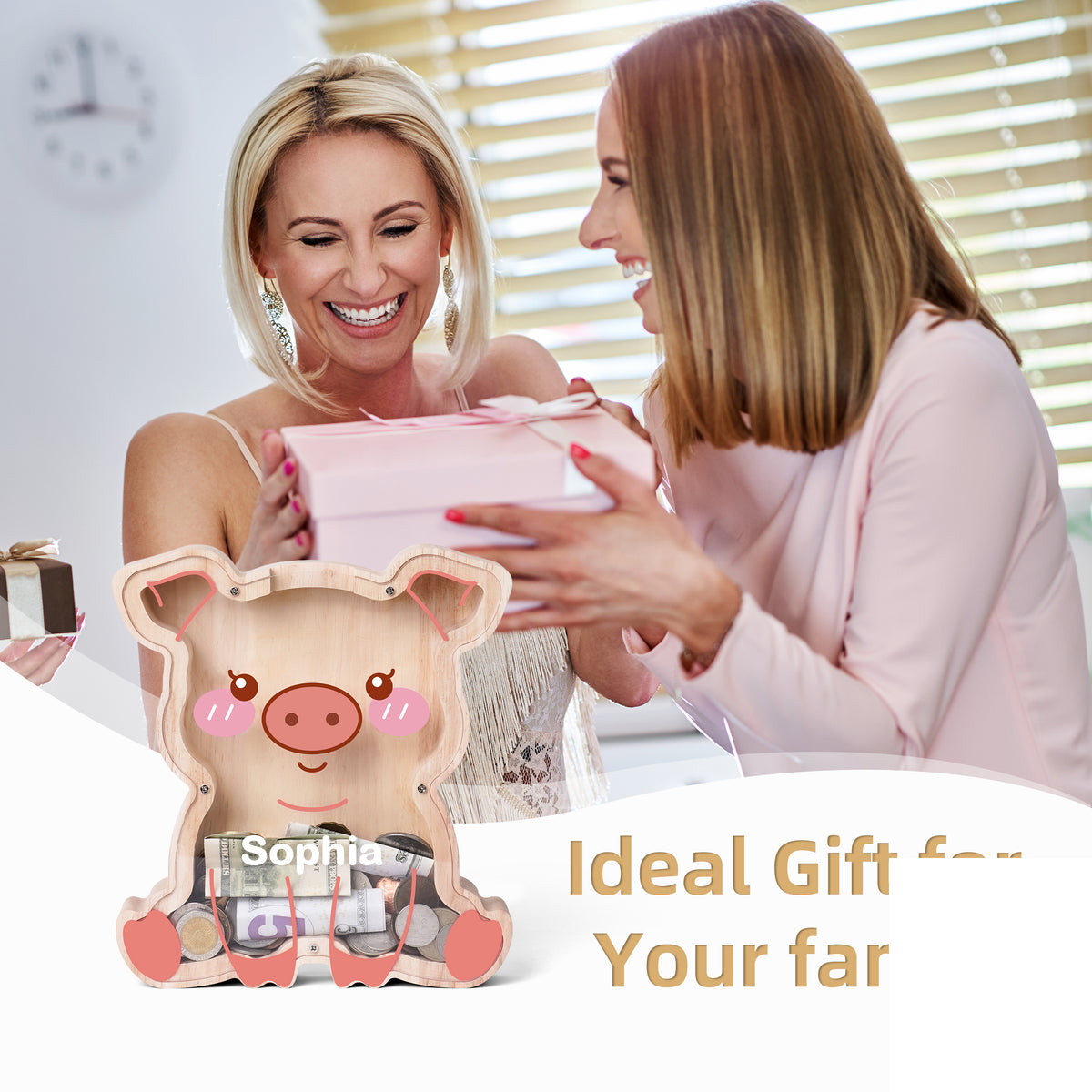 Wooden Piggy Banks for Kids