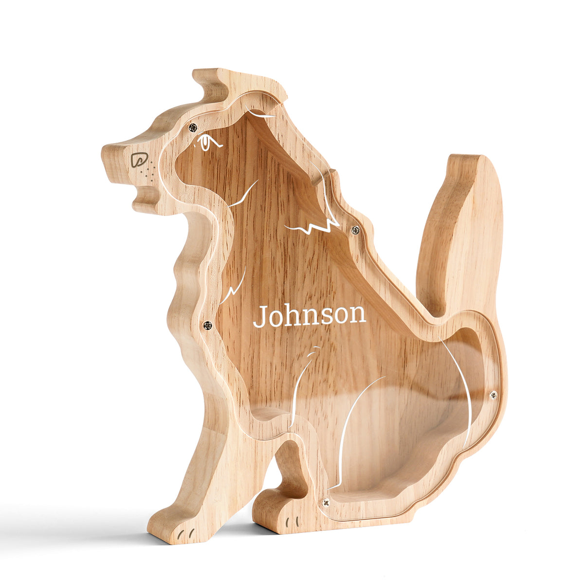 Wooden Dog Piggy Banks for Kids, Personalized Dog Coin Bank with Name, Custom Gifts for Kids Birthday & Decor, Wooden Cashbox Money Jar Educational Toy for Boys Girls