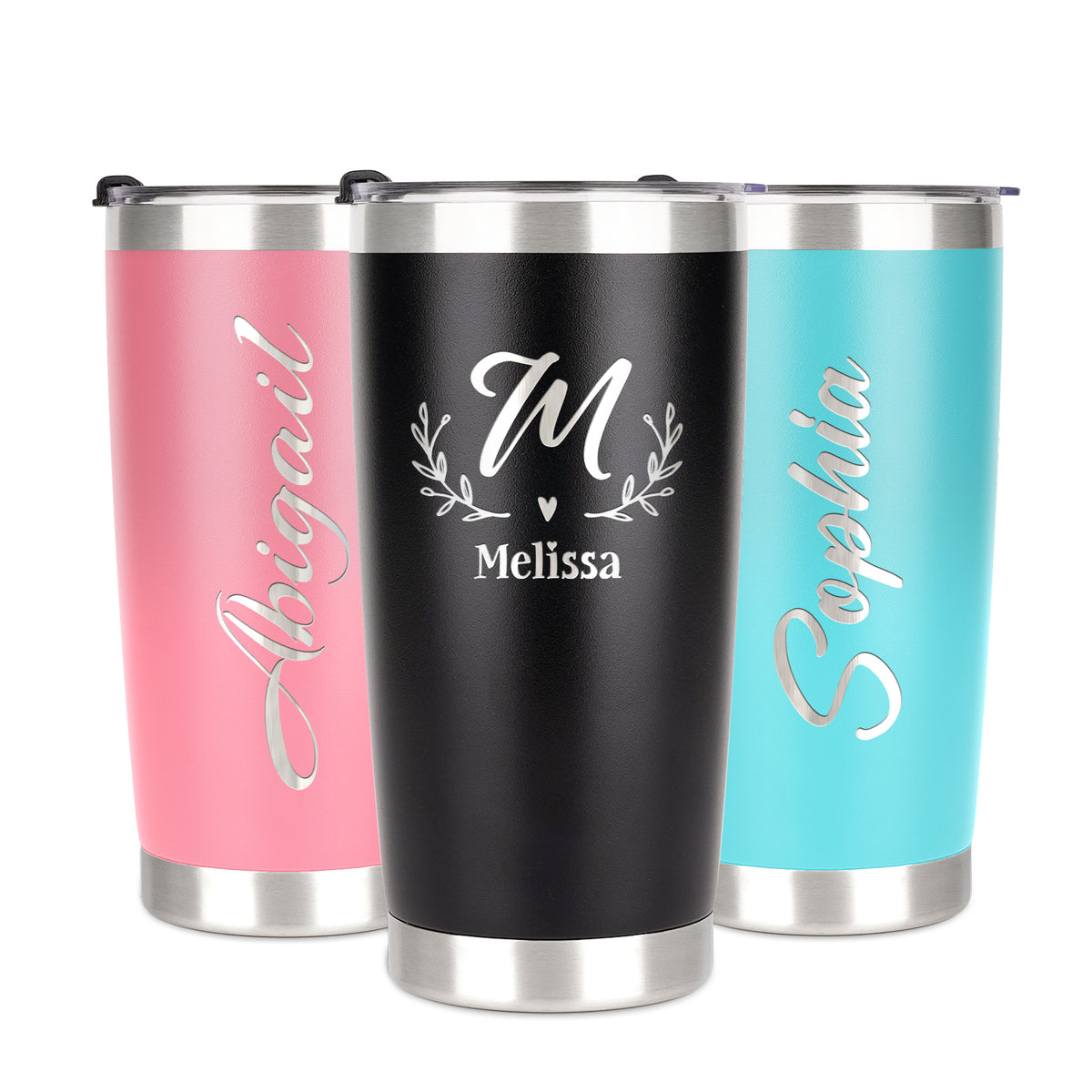 Customized Gift 20 oz Tumbler with Engraved Name, Stainless Steel Custom Tumbler Cup With Lid Straw, Personalized Anniversary Birthday Graduation Back to School Gifts for Women Men Kids