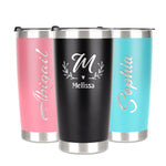 Customized Gift 20 oz Tumbler with Engraved Name, Stainless Steel Custom Tumbler Cup With Lid Straw, Personalized Anniversary Birthday Graduation Back to School Gifts for Women Men Kids