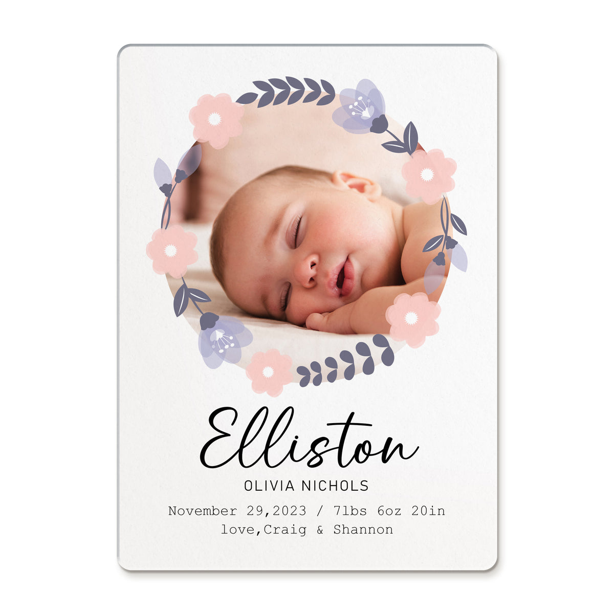 Floral Wreaths Birth Announcement Welcoming Our Blossoming Blessing