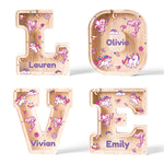 Personalized Wooden Letter Piggy Bank - Colorful Unicorn Style