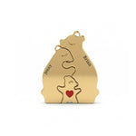 Personalized Bear Family Necklace - 18K Gold Plated Custom Name Pendants