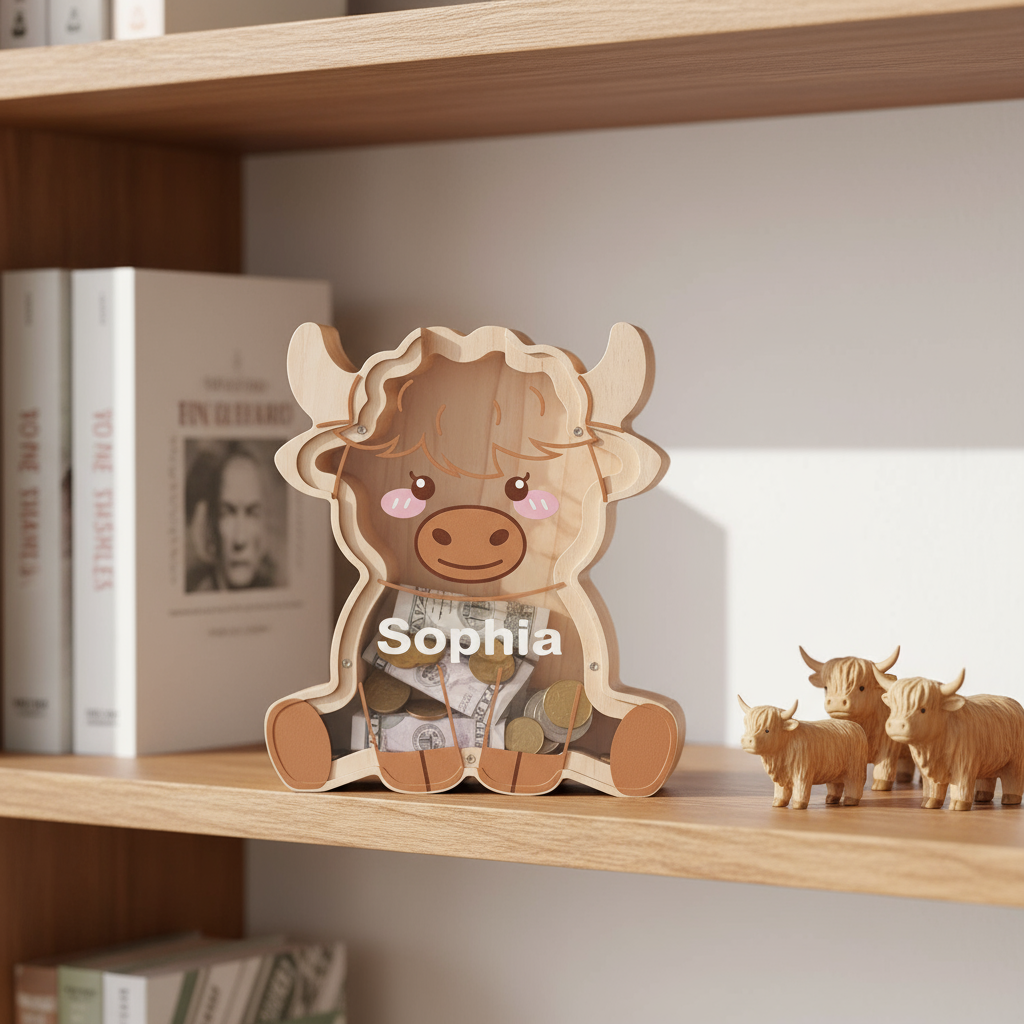 Wooden Cow Piggy Banks for Kids