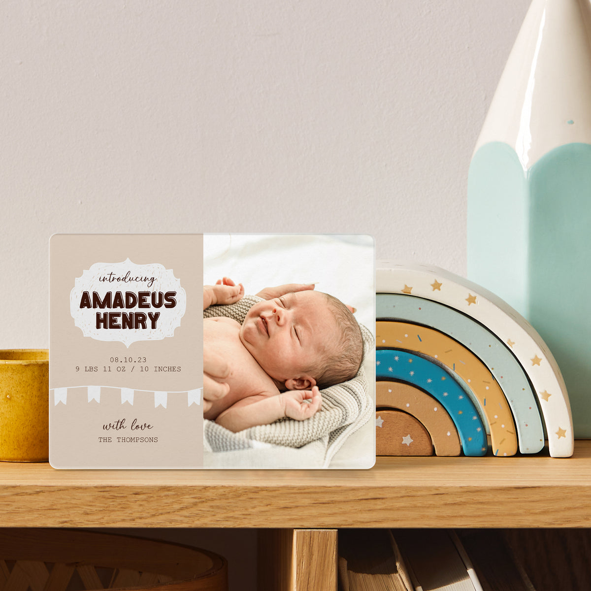 Baby Name Announcement Sign for Photo Prop Baby Shower Nursery Gift