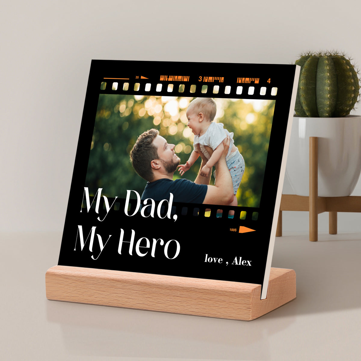 My Dad My Hero Happy Father's Day Desk Sign Decor Gift