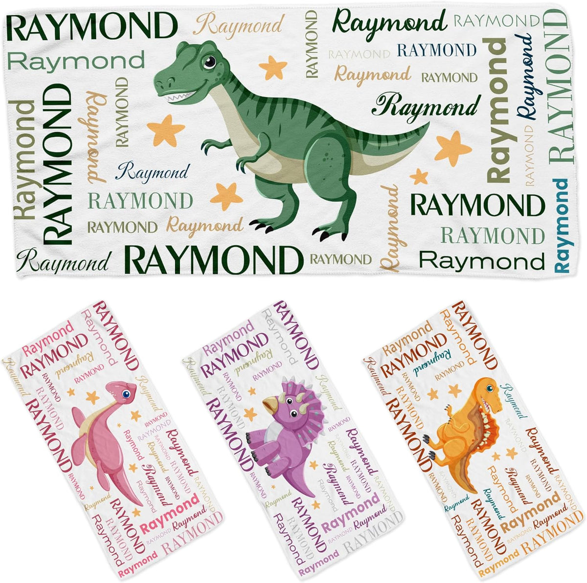 Personalized Kids Beach Towels with Names - 6 Sizes, Cotton/Poly