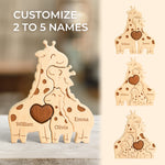 Wooden Giraffes Family Puzzle Personalized with Names