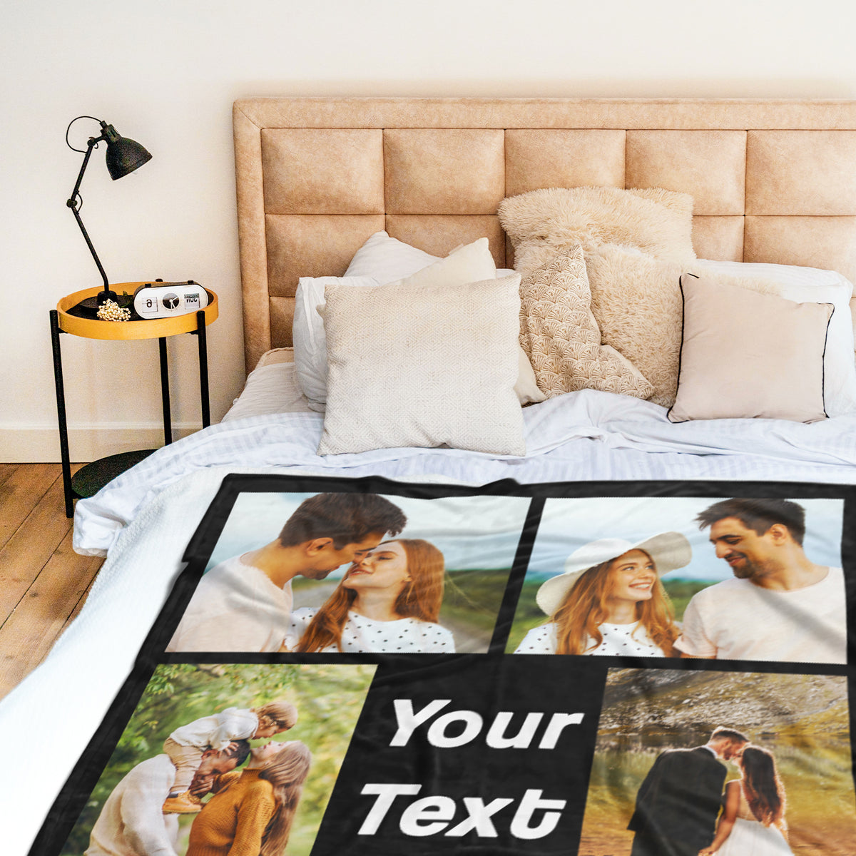 Personalised 6 Family Photos Soft Throw Blanket Gift for Mom Grandma Dad